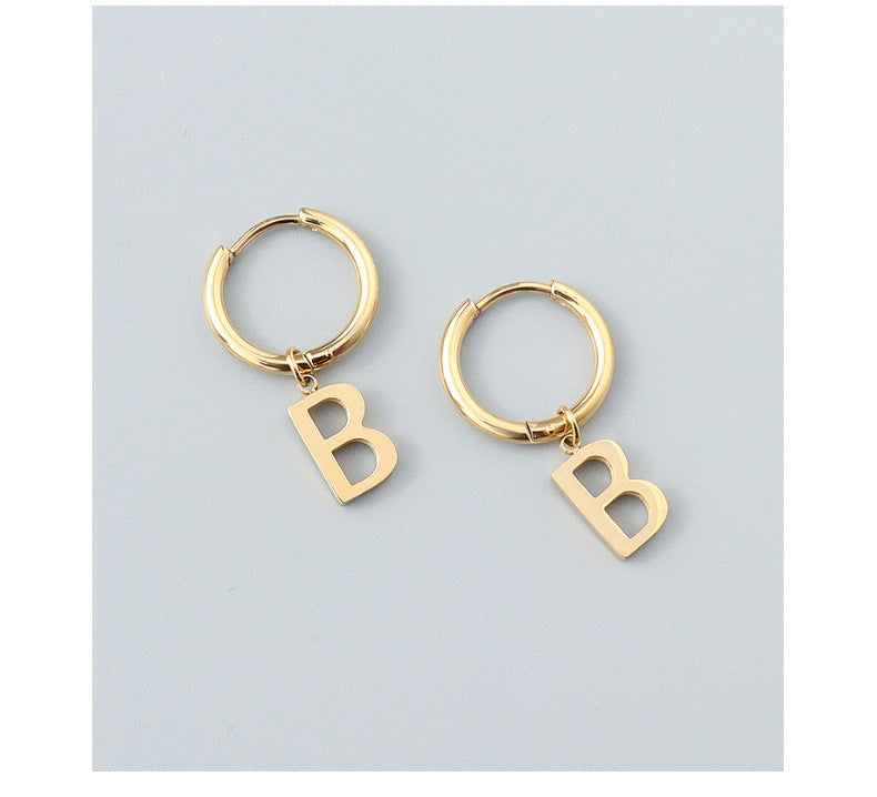 Retro Letter B Earrings - Trendy Titanium Steel Jewelry