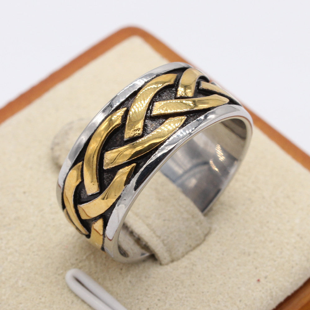 Retro Woven Viking Titanium Steel Ring for Men