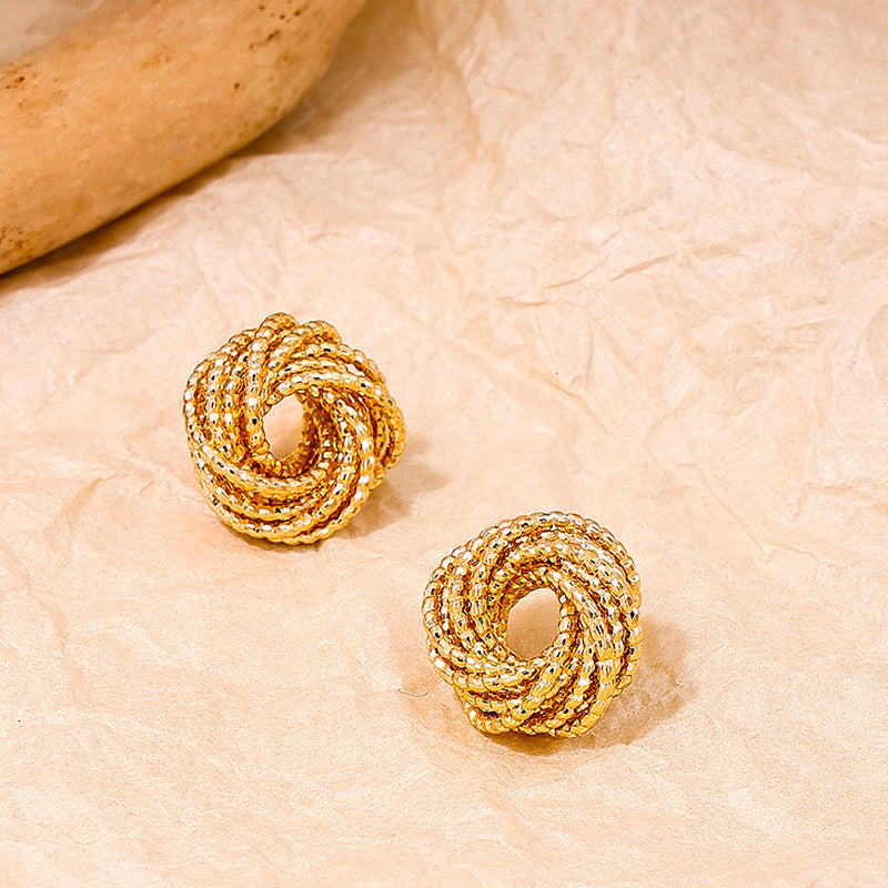 Retro Chic Metal Geometric Twist Earrings - Vienna Verve Collection