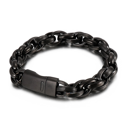 Urban Fusion Titanium Steel Gold Double Ring Men's Bracelet