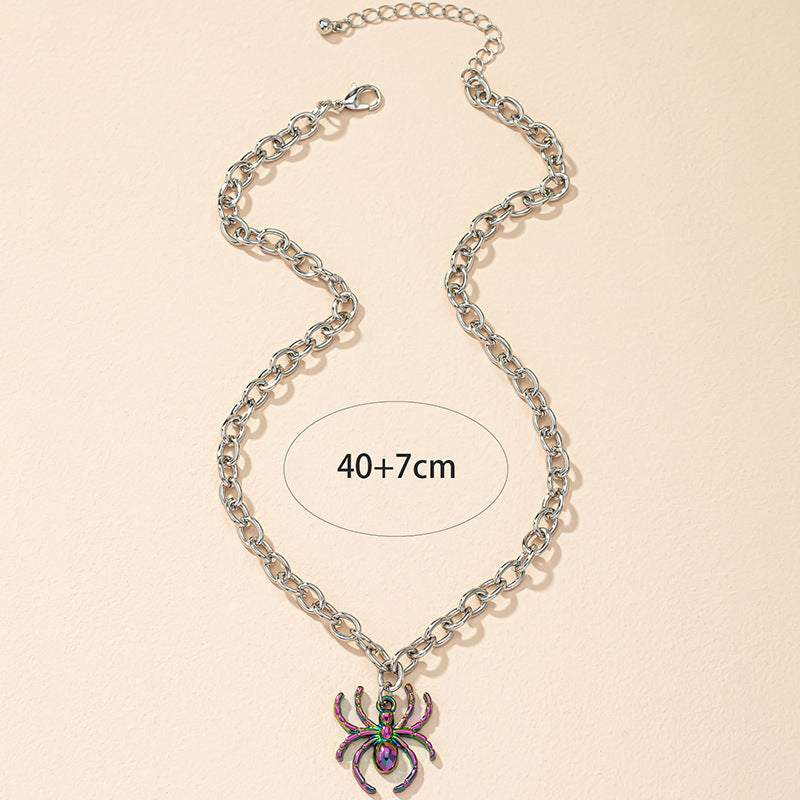 Vibrant Spider Pendant Necklace with a Retro Twist