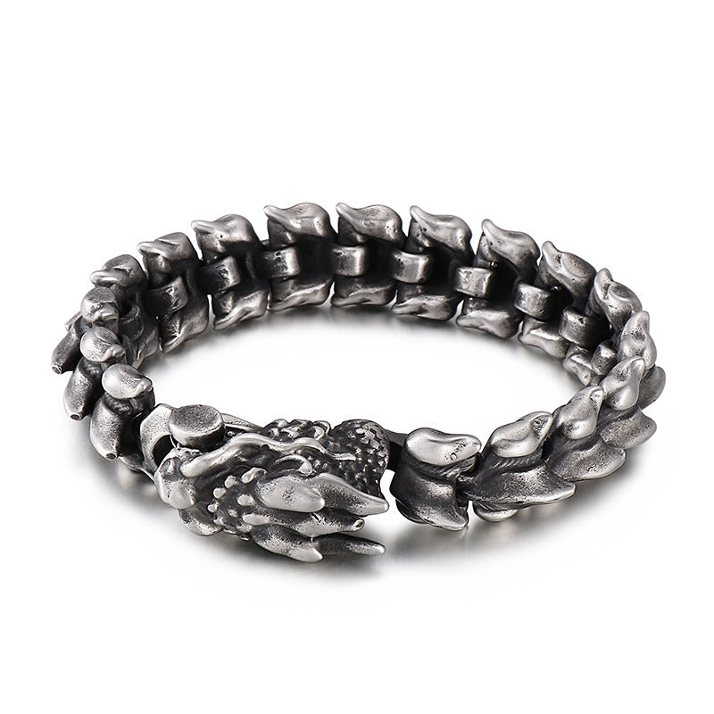 Titanium Steel Punk Style Men's Bracelet - European and American Domineering Design