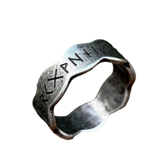 Retro Nordic Viking Letter Stainless Steel Fashion Ring for Men in Titanium Steel