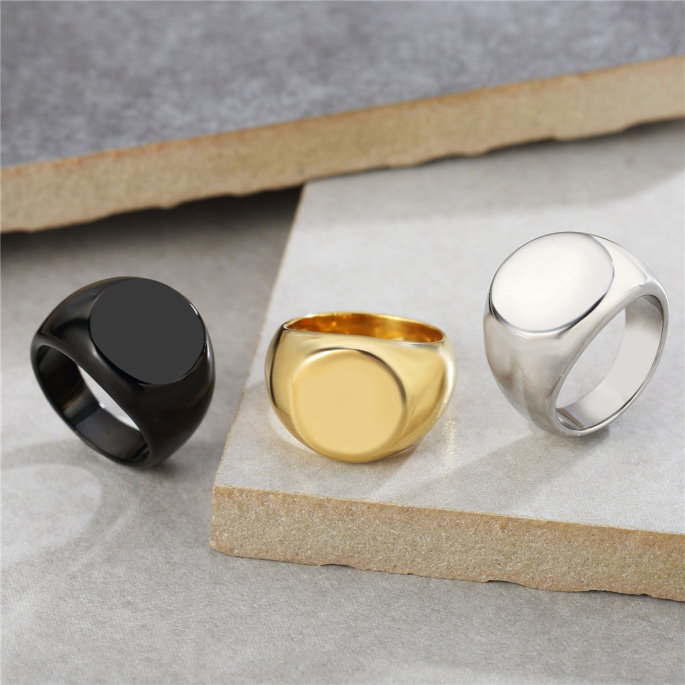 European and American Fashion Round Glossy Titanium Steel Ring