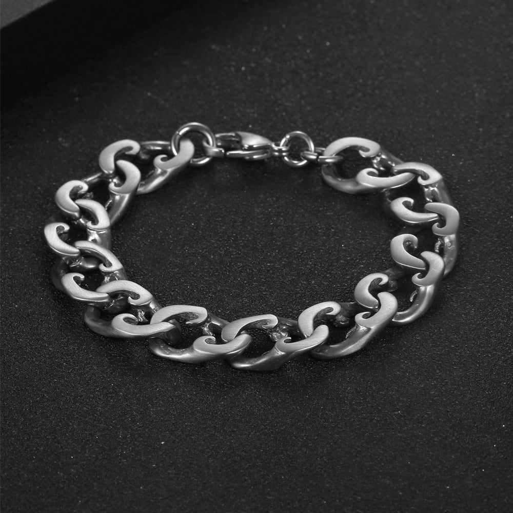 Personalized Titanium Steel Men's Bracelet - Edgy Splicing Hip-Hop Rock Jewelry