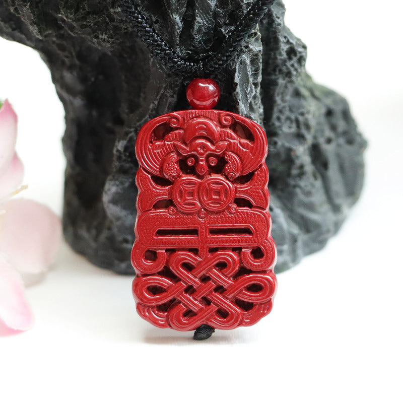 Cinnabar Pendant Purple Gold Sand Blessing China Knot Pendant