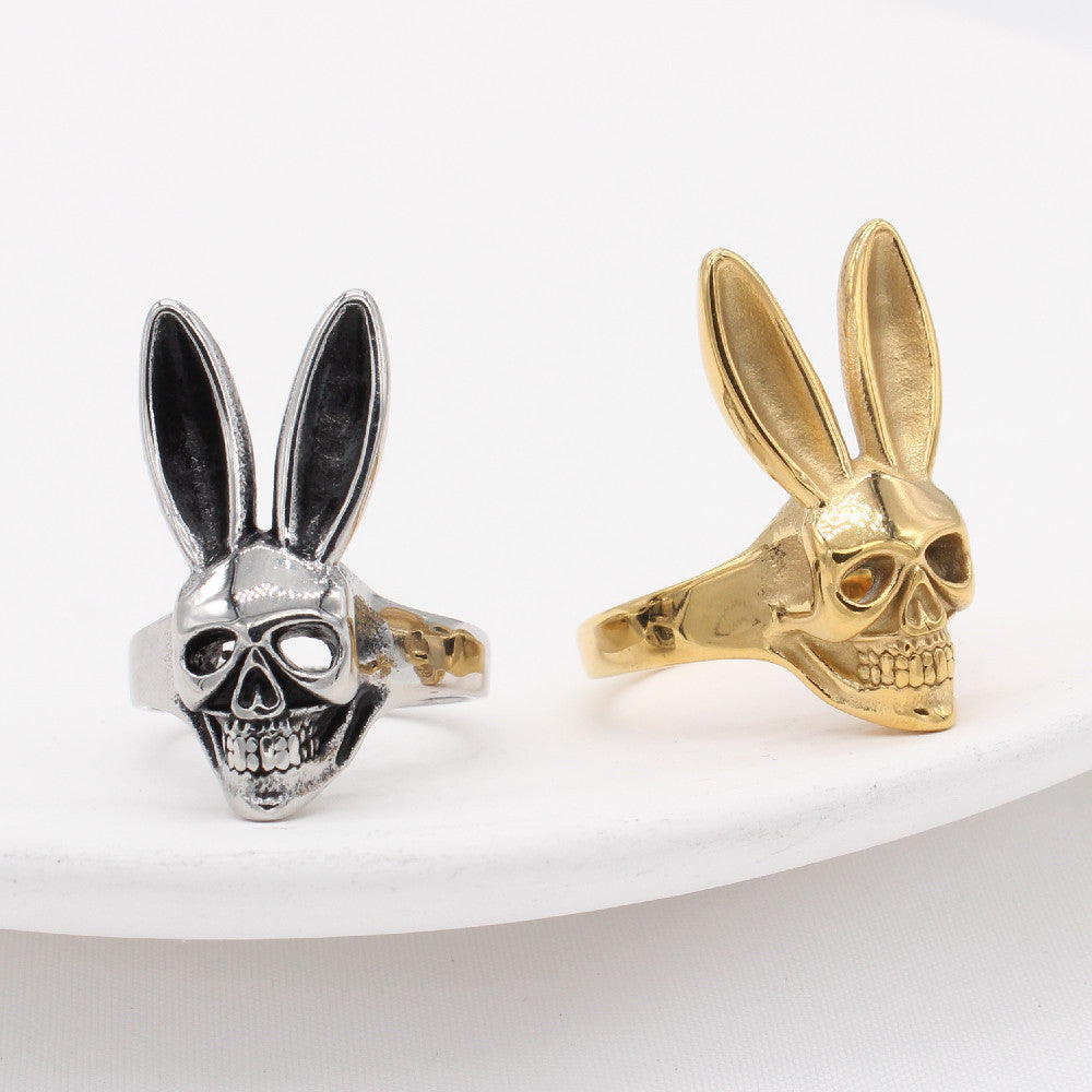 Skeleton Rabbit Titanium Steel Ring for Men