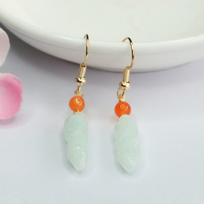 Fine Jade Fortune Earrings with Sterling Silver Hook