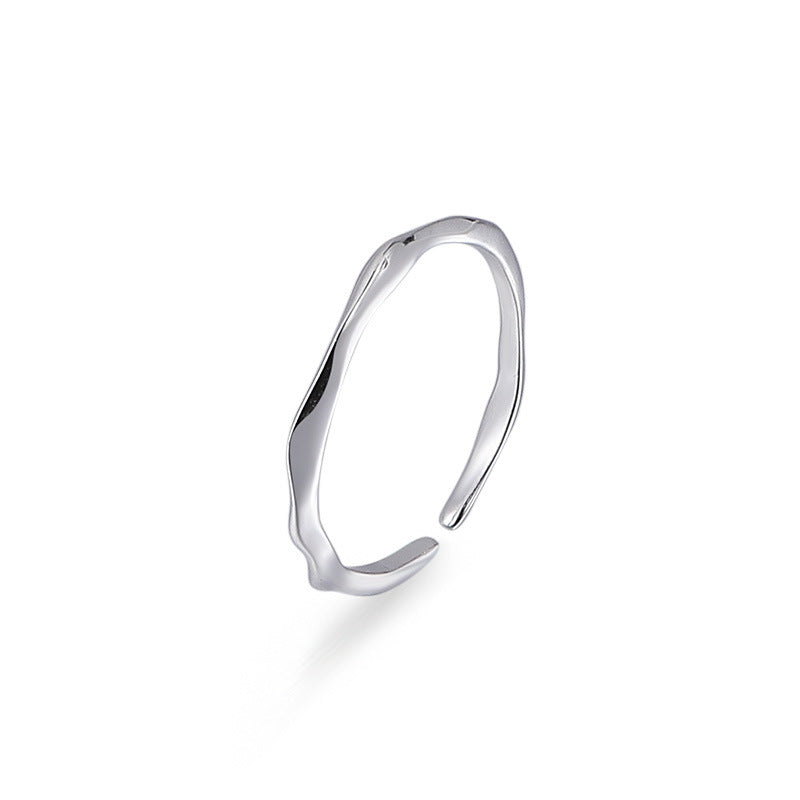 Artistic Style Geometric Waves Opening Sterling Silver Ring