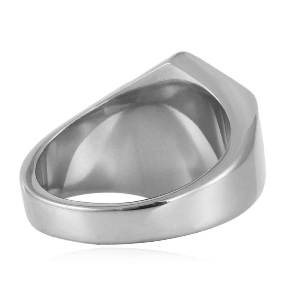 Trendy Hexagonal Titanium Steel Ring for Men and Women - Punk Retro Multi-Color Design