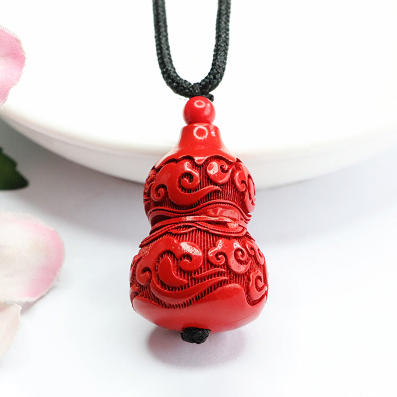 Red Cloud Sterling Silver Cinnabar Gourd Pendant