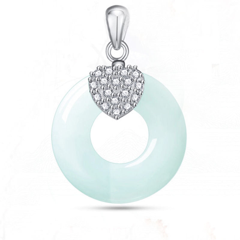 Jade Zircon Love Necklace with Sterling Silver Pendant by Planderful Collection