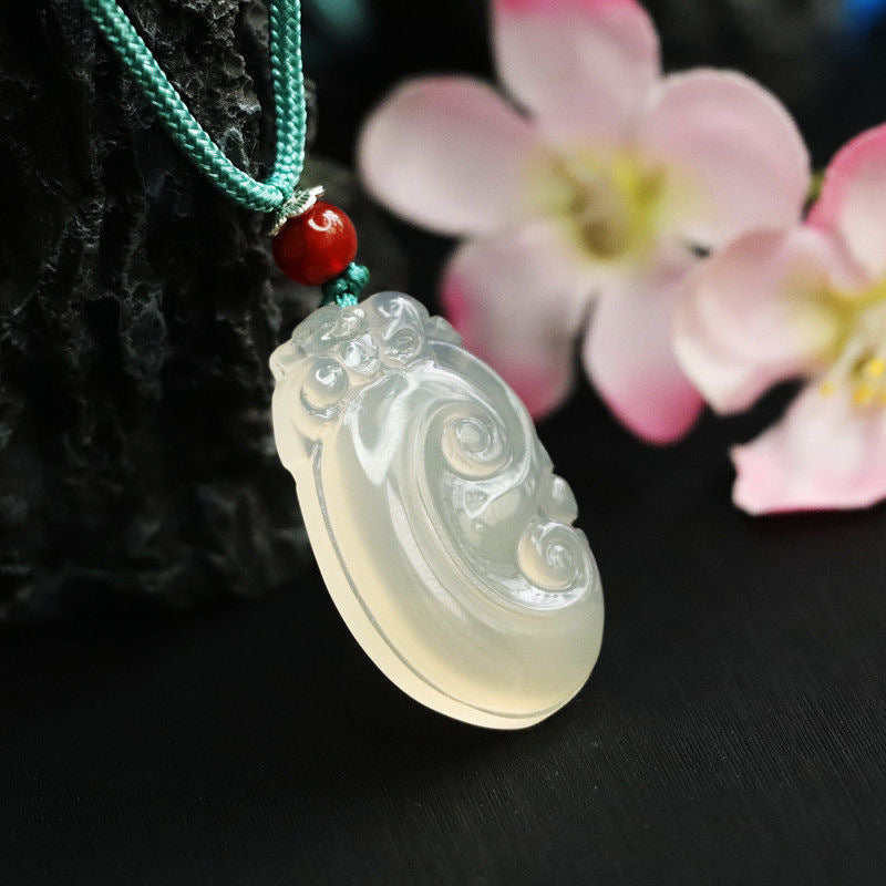 Brazil Ice White Chalcedony Ruyi Pendant Jewelry