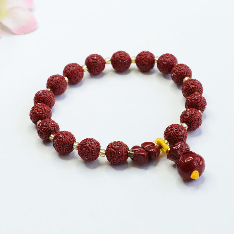 Fortune's Favor Sterling Silver Bracelet with Cinnabar Stone