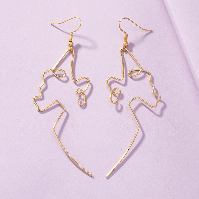 Exaggerated Abstract Figure Earrings Set - Vienna Verve Collection