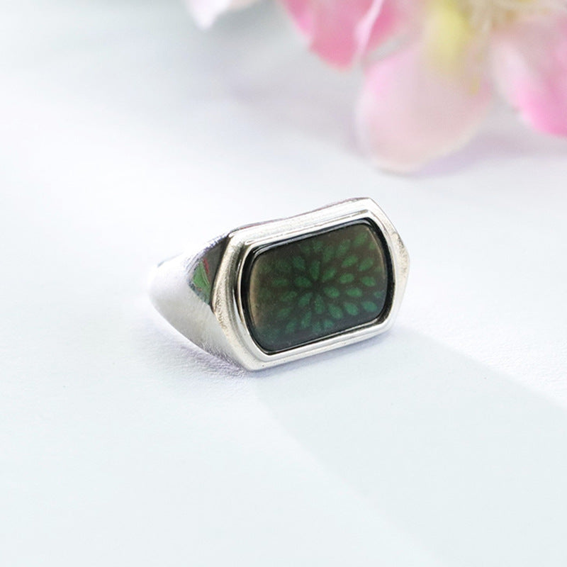 Sterling Silver Adjustable Jade Saddle Ring