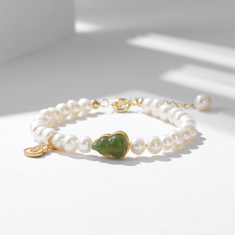 Fortune's Favor Sterling Silver Bracelet with Jade and Freshwater Pearl