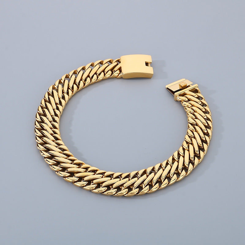 Stainless Steel Hip-Hop Woven Chain Bracelet and Necklace for Men, European and American Style