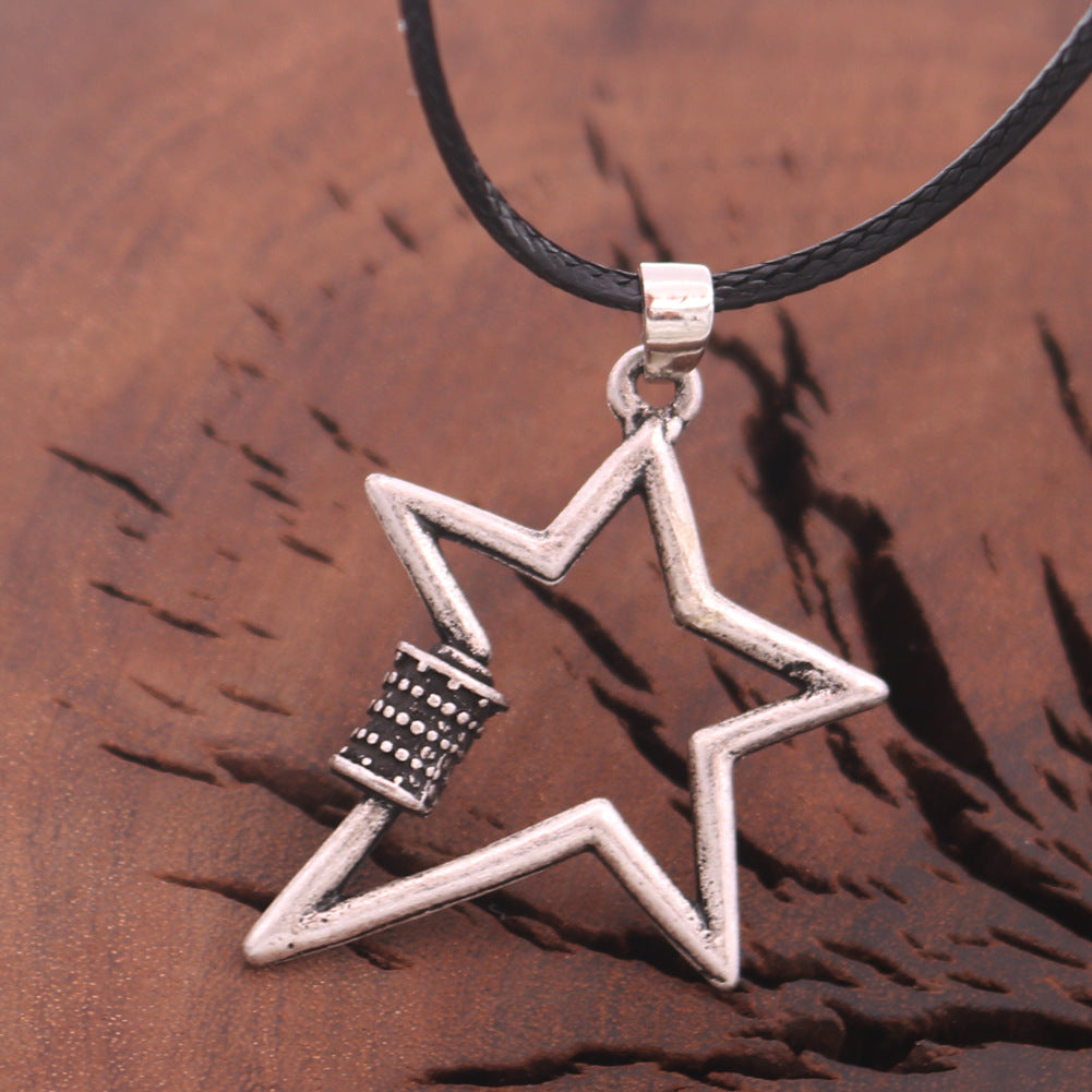 Creative Star Tide Alloy Pendant Necklace - Korean Hip-Hop Sweater Chain Jewelry