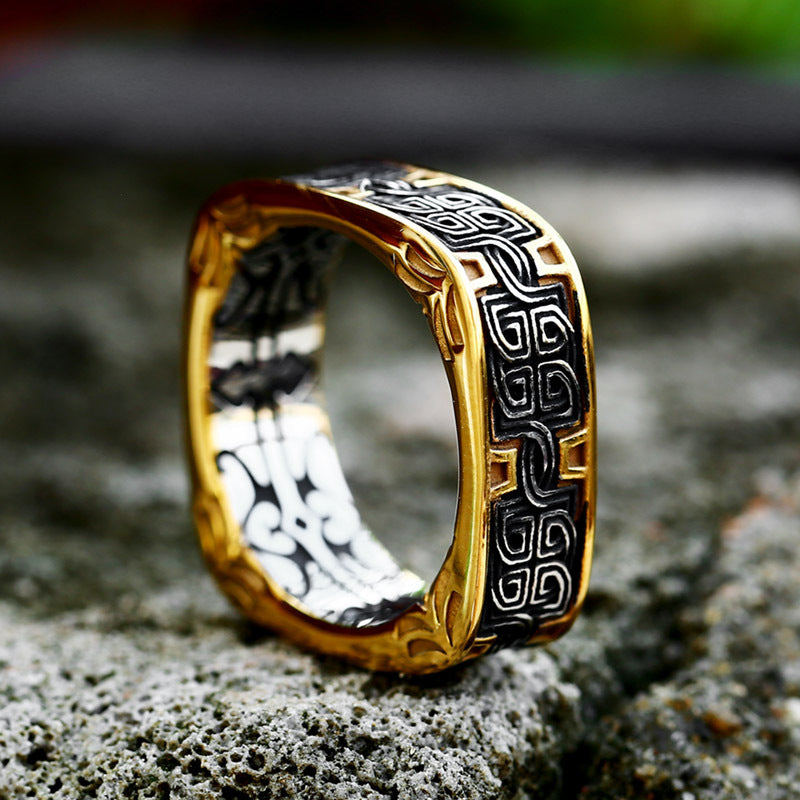 Men's Customizable Titanium Steel Ring with Luxurious Electroplated Gold Finish - Trending Cross-Border Design