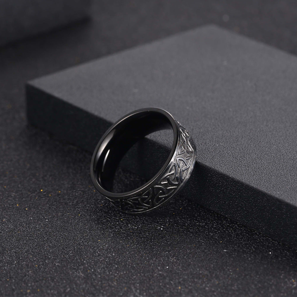 Titanium Steel Viking-Inspired Nordic Ring for Men, Customizable Bronze Domineering Jewelry