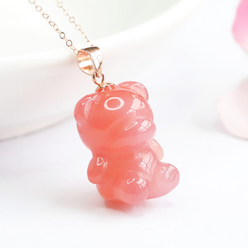 Sterling Silver Agate Bear Necklace from Planderful Collection