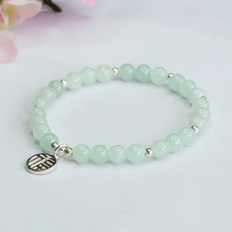 Fortune's Favor A-grade Jade Bracelet in Sterling Silver