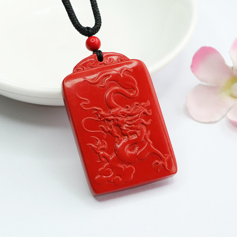 Dragon Fire Cinnabar Stone Sterling Silver Pendant