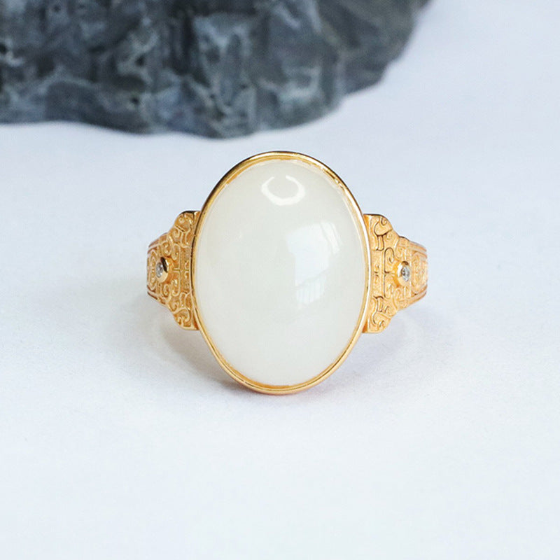 Icy White Jade Sterling Silver Ring from Planderful Collection