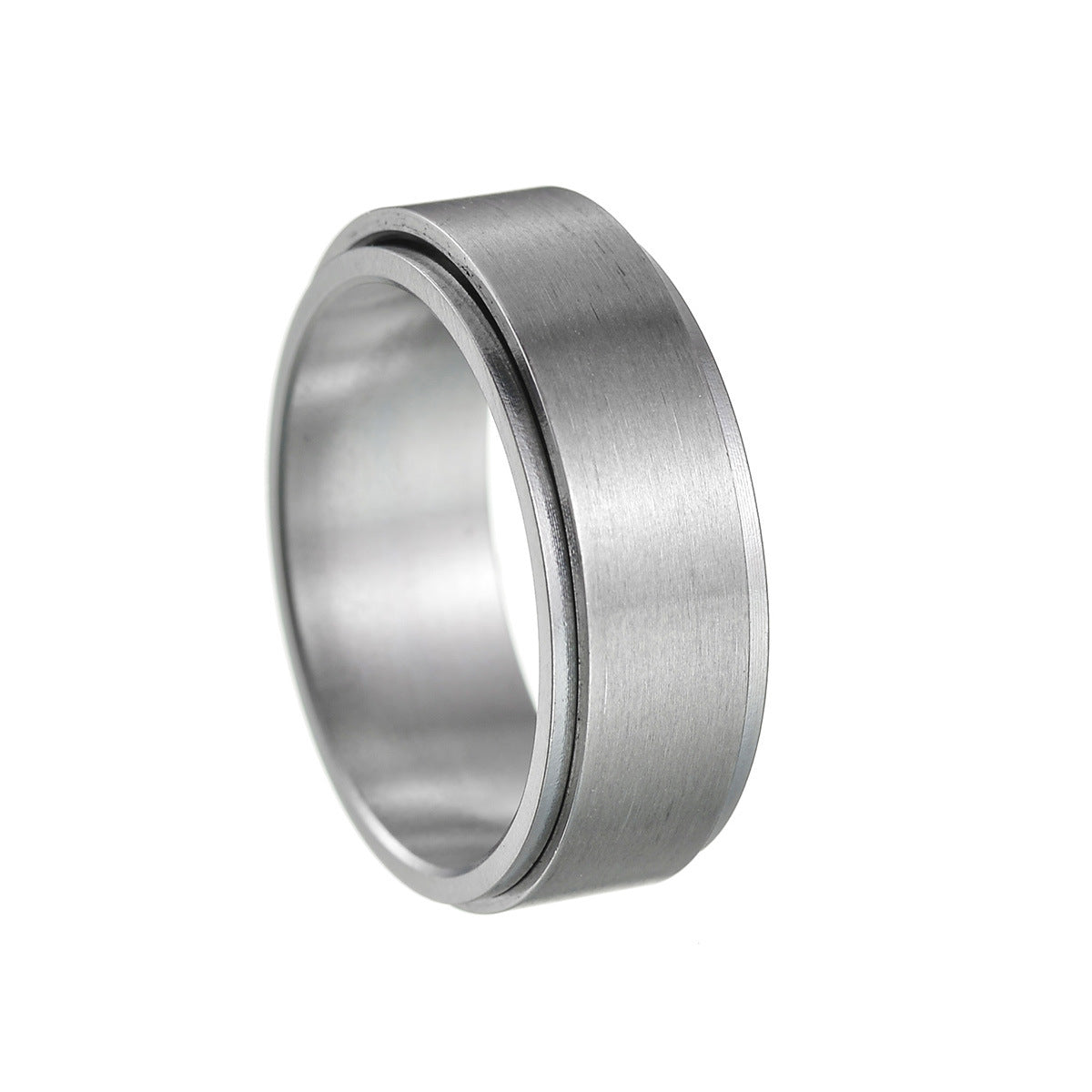 8mm Rotatable Titanium Steel Men's Outdoor Ring - Stress Relief Jewelry