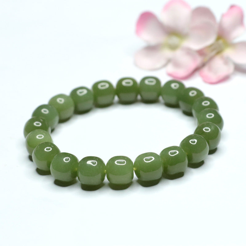 Green Jade Sterling Silver Bracelet