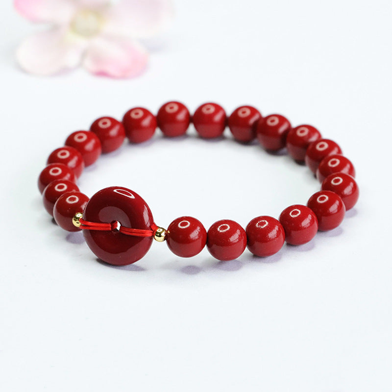 National Wind Cinnabar Stone Bracelet with Safety Buckle