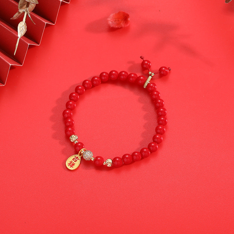 Festive Red Stone Bracelet for Prosperity and Blessings