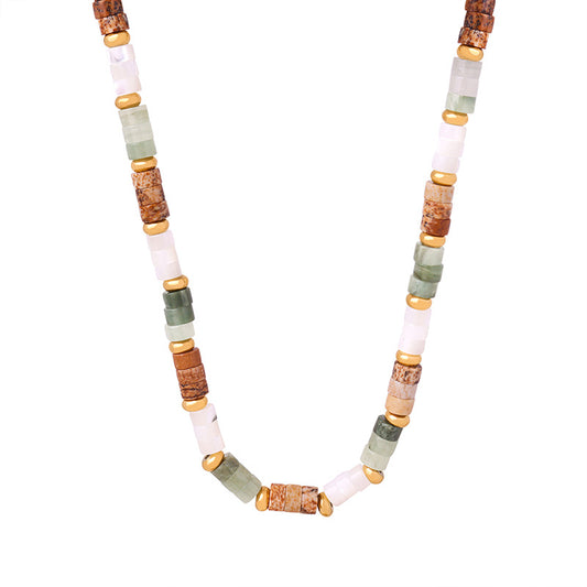 Luxury Handmade Natural Stone Beaded Necklace by Planderful - Autumn/Winter Collection