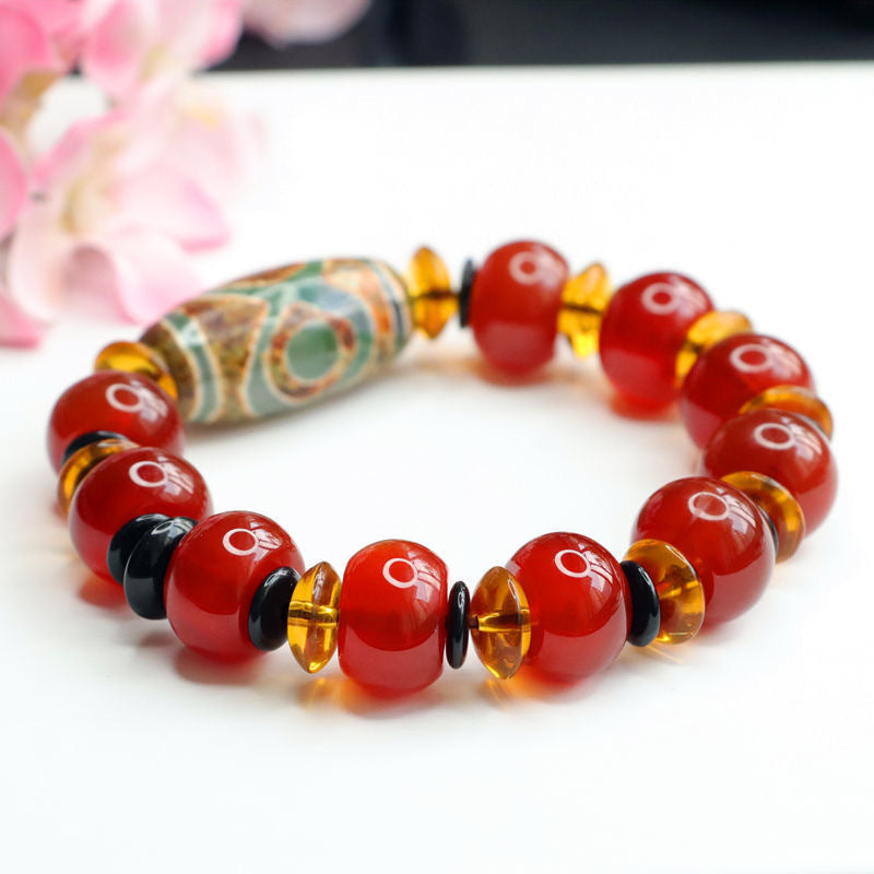 Heavenly Beaded Chalcedony and Red Agate Bracelet