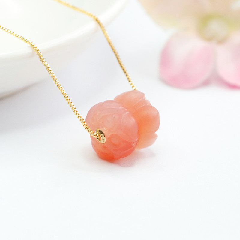 Golden Lotus Agate Pendant Necklace from the Fortune's Favor Collection