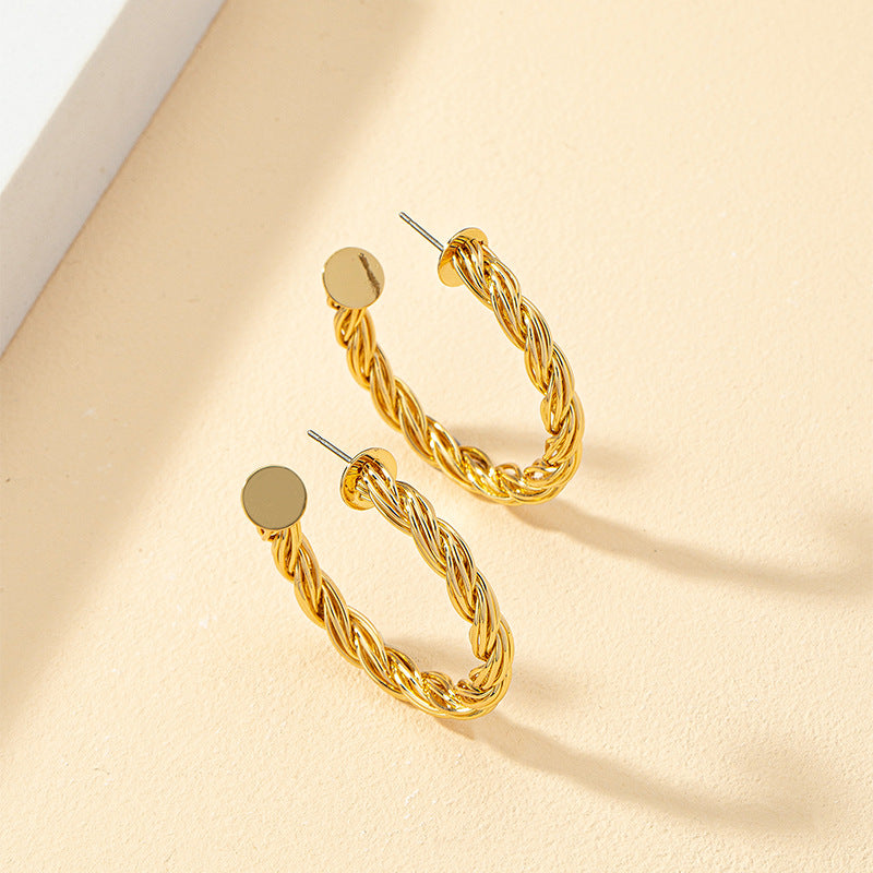 Golden C-Shaped Vienna Verve Earrings by Planderful