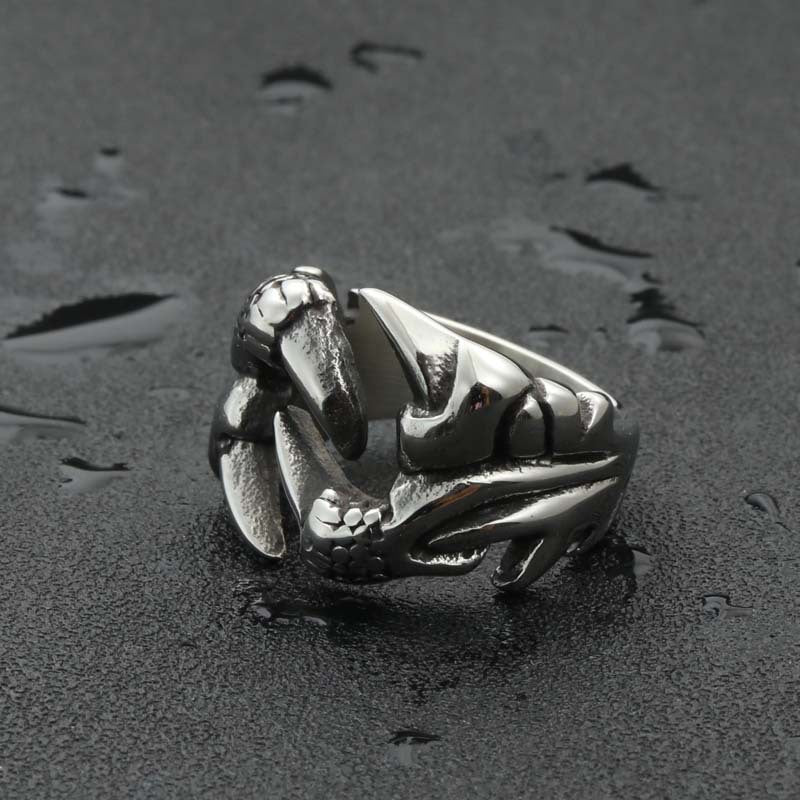 Titanium Steel Dragon Claw Ring - Retro Punk Jewelry for Men