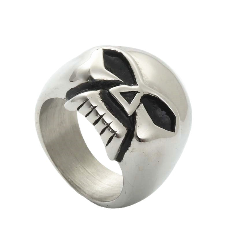 Titanium Steel Hip Hop Skull Ring for Men - Retro Punk Style Direct from Manufacturer