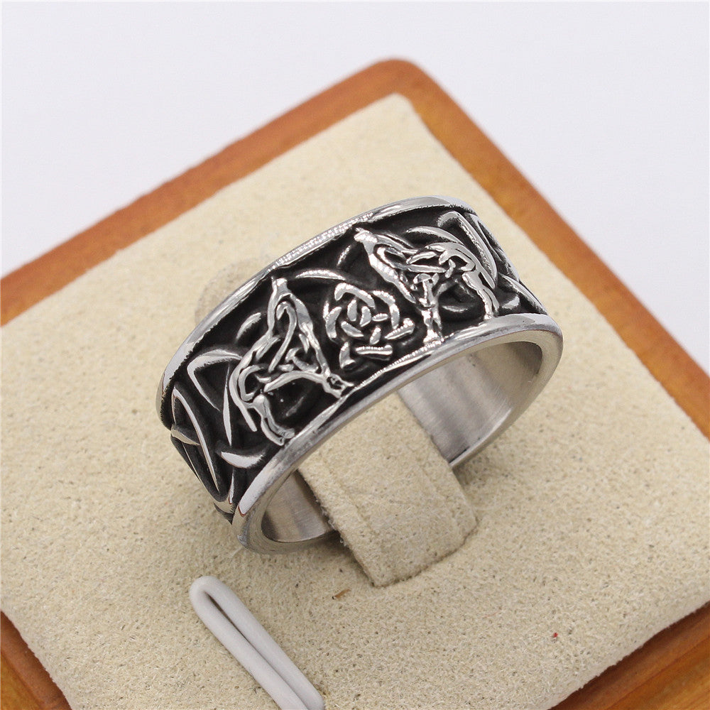 Viking Totem Celtic Pattern Titanium Steel Ring for Men