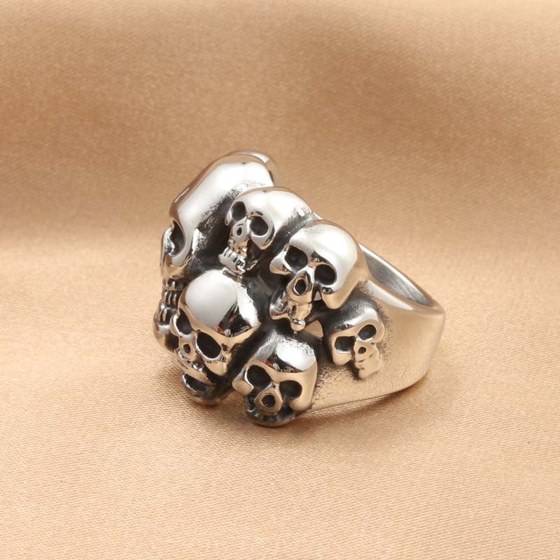 Titanium Steel Skull Ring for Men - Retro Trendy Full Finger Accessory