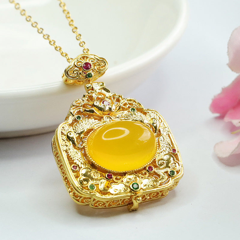 Phoenix Fragrance Yellow Chalcedony Sterling Silver Pendant