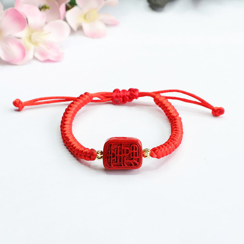 Cinnabar Bracelet with Red Sand Peace and Happiness Mitt Red Rope Jewelry