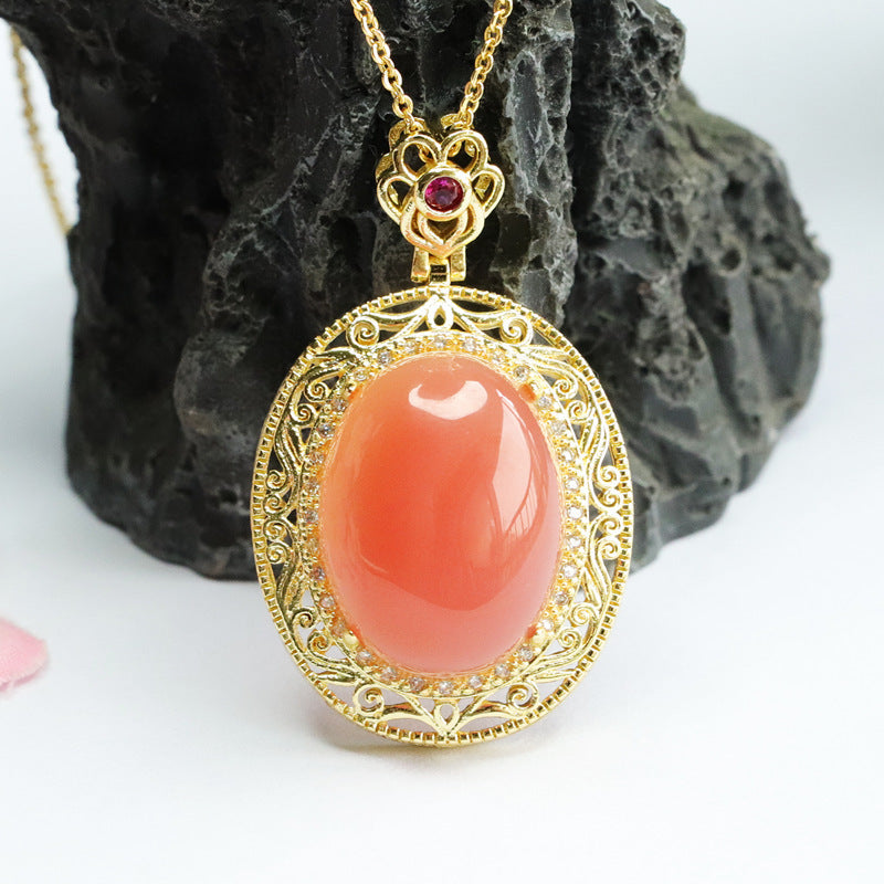 Pigeon Egg Agate Pendant Sterling Silver Necklace from the Fortune's Favor Collection