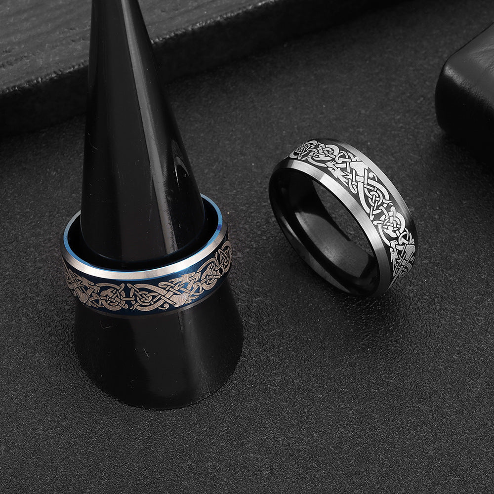 Dragon Pattern Titanium Steel Ring for Men - Best-Selling Cross-Border Jewelry