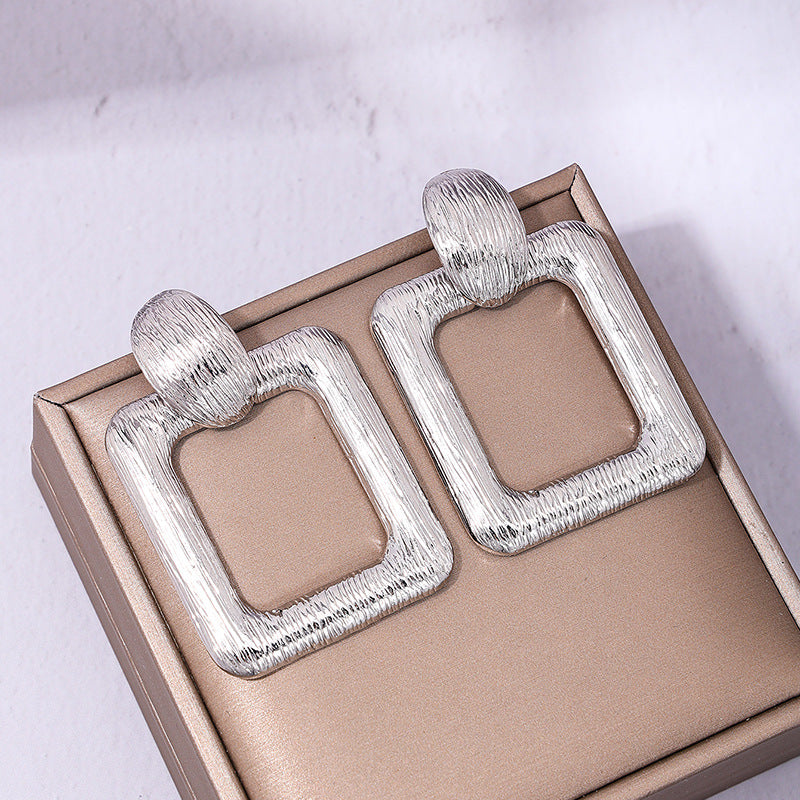 Square Geometric Earrings with Retro Vibe - Vienna Verve Collection