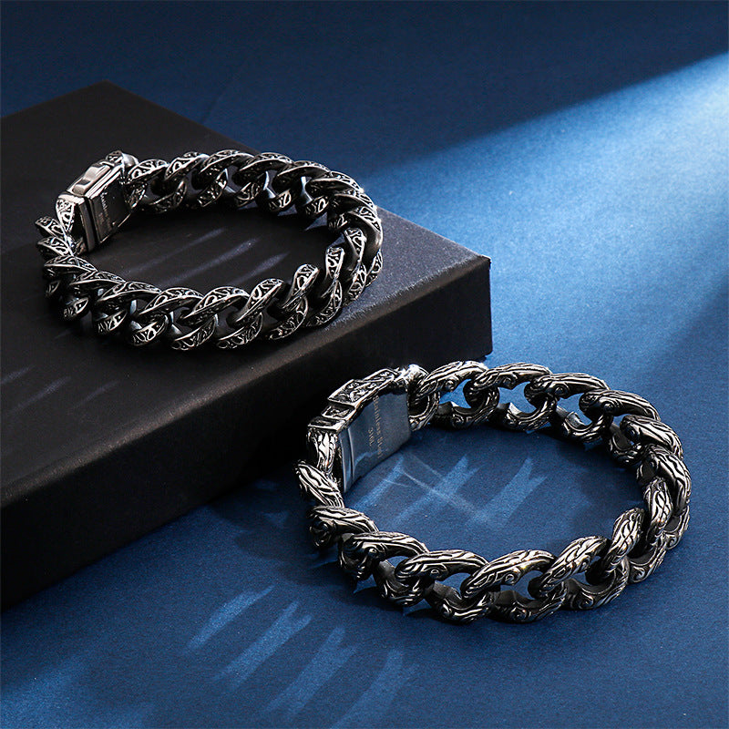 Vintage Skull Pattern Interlocking Titanium Steel Bracelet for Men