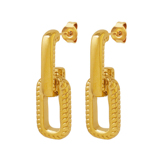 Chic Geometric U-Shaped Earrings in Gold-Plated Titanium Steel