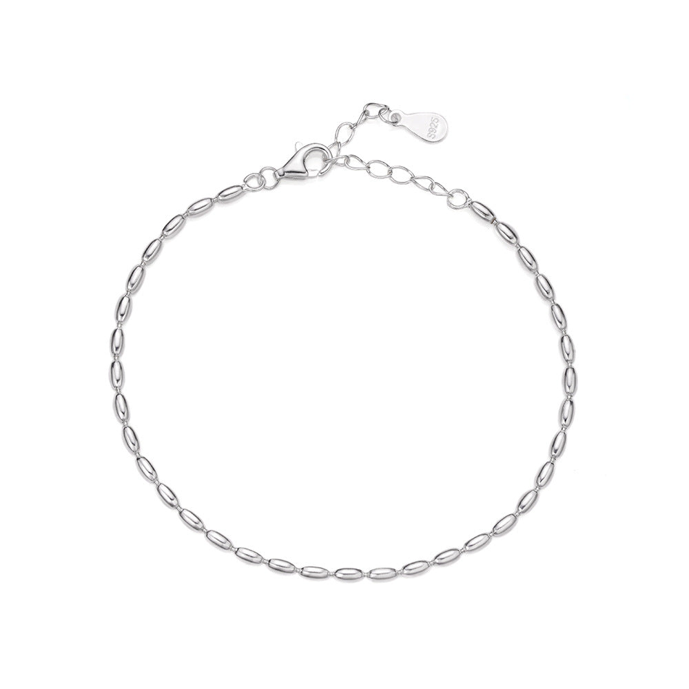 Millet Bead Chain Silver Bracelet