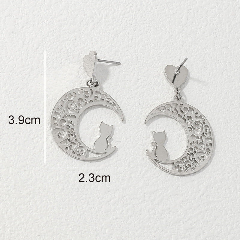 Moon Kitten Exaggerated Metal Earrings - Vienna Verve Collection